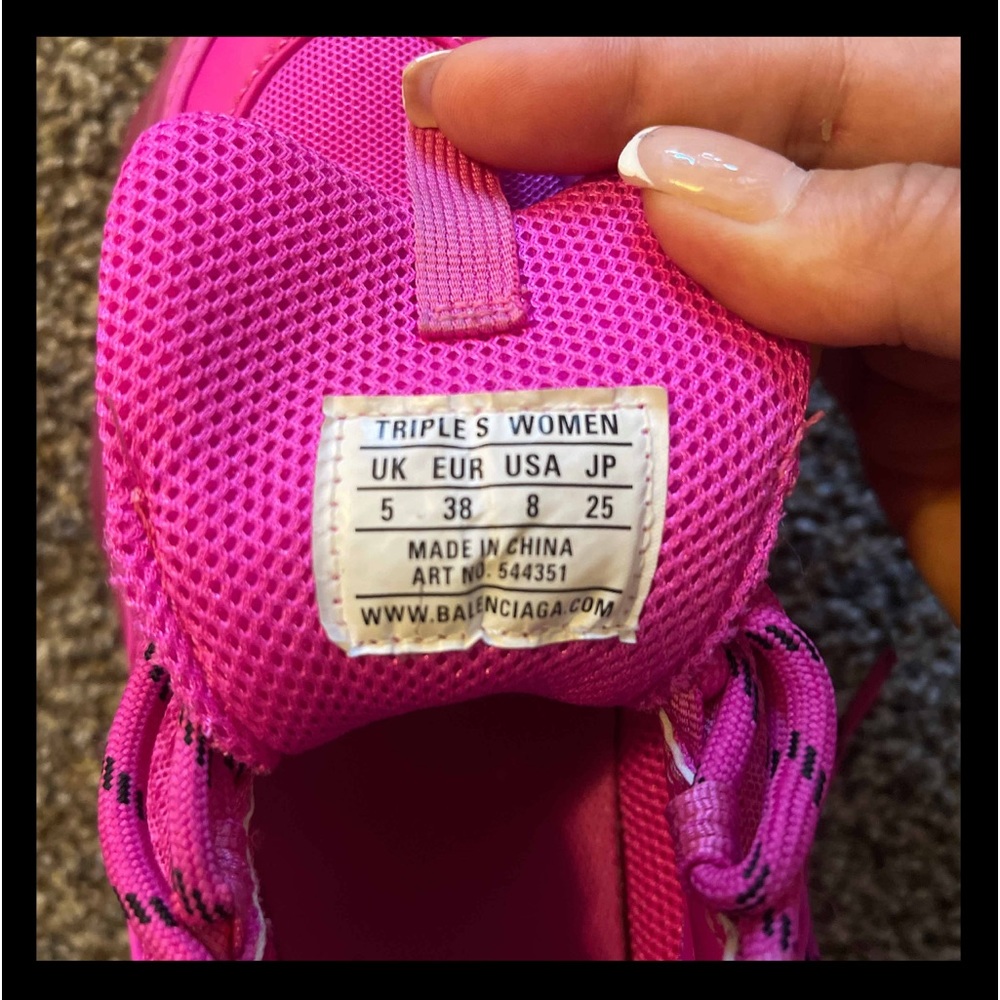 Balenciaga Triple S Chunky-Sole Fuchsia Pink Sneakers Size 38 - Picture 5 of 9